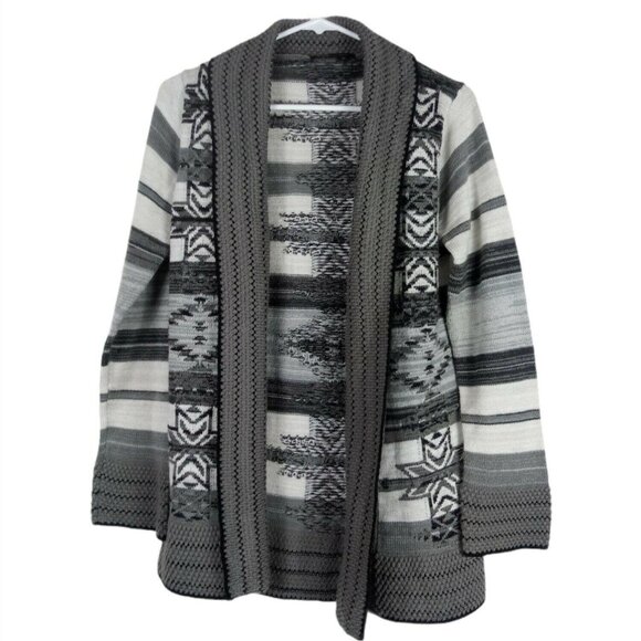 BCBG Cardigan Womens M Gray Southwestern Western Shawl Collar Boho Duster - Picture 1 of 6